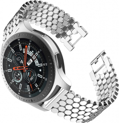 Curea Universala Metalica Premium MTP Silver 22mm Quick Release Zale Hexagonale pentru SmartWatch 