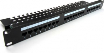 Patch Panel 19inch FTP Cat5E 24 porturi RJ45 1U ecranat STP standard KRONE/110 