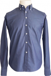 Camasa barbati Newtone guler cu nasturi model uni cu dungi - Albastru marin - 2XL 