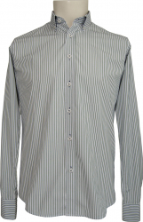 Camasa barbati Newtone Tesatura poplin cu dungi - Alb/Verde - S 