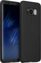 Husa 360 and deg Matte Full Protection - Samsung Galaxy S8 Plus - Negru - fata + spate + folie de protectie din silicon 