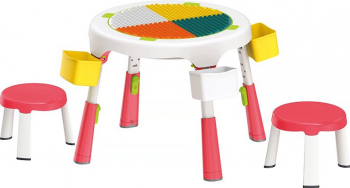 Masa compatibila Lego plianta cu 2 scaune incluse roz 