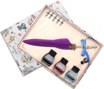 SET CALIGRAFIE CU PENITA SI PANA DE GASCA MOV- ROYAL TRIO- ADDAGIFTS 