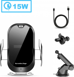 E-smartgadget Incarcator Wireless AutoSuport FAST CHARGE 15W iPhone 8 x xs xsmax prindere grila ventilatie +Ventuza new model 
