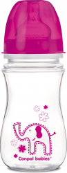 Biberon anticolici gat larg - Colourful Animals - Canpol babies polipropilena 240 ml roz 