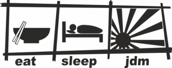 Sticker auto cu eat sleep JDM 20cm negru 
