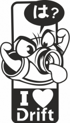 Sticker auto tuning JDM i love drift 20cm negru 