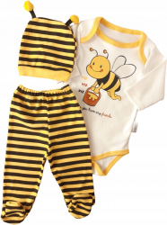 SET COMPLEU HAINE COPII FORMAT DIN BODY PANTALONI SI CACIULITA- ALBINA marime 68 