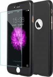 Husa Full Cover 360 and deg fata + spate + geam sticla pentru iPhone 7 Negru 