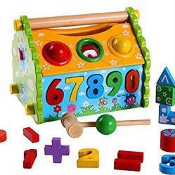 Casuta din lemn educativa si interactiva pentru copii peste 3 ani 