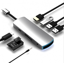 Hub USB 3.1 Type-C MinTech TC82Y 8 in 1 3 x USB 3.0 1x USB Type-C Port 4K HDMI SD TF card SD Audio 