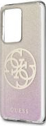 Husa de protectie GUESS Glitter Circle Gold Logo pentru Samsung Galaxy S20 roz/auriu 