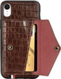 Husa Piele cu Buzunar Card pentru iPhone XS capac de protectie carcasa bumper Maro 
