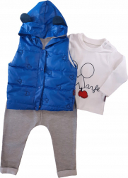 SET COMPLEU HAINE COPII FORMAT DIN BLUZA VESTA SI PANTALONI albastru marime 86 92 98 