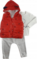 SET COMPLEU HAINE COPII FORMAT DIN BLUZA VESTA SI PANTALONI rosu marime 86 92 98 