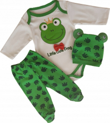 SET COMPLEU HAINE COPII FORMAT DIN BODY PANTALONI SI CACIULITA broasca marime 62 68 