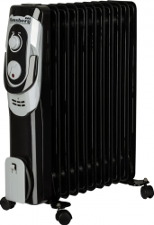 Calorifer electric Hausberg HB-8920NG 2500 W 11 elementi 3 nivele de putere termostat reglabil Negru 