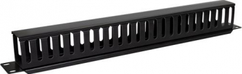 Ghidaj organizator cabluri LanKATT din PLASTIC pentru rack negru 1U wire manager 