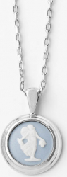 Pandantiv rotund din portelan jasper blue cu lantisor placat cu platina 