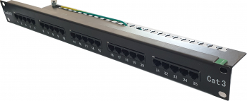 Patch Panel 19 cat3 telefonie LanKATT 25port x RJ45 - 1U cu suport de cabluri integrat 
