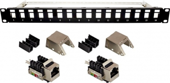 Patch Panel 19 Modular Echipat cat6 LanKATT FTP/STP 16port x RJ45 1U TIP 110 ecranat suport de cabluri integrat - Gigabit 