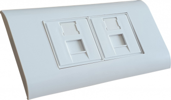 Priza 2 porturi voce/date cat5e LanKATT neecranata 2 x RJ45 - 80x148 dubla UTP modulara echipata montaj ingropat sub tencuiala 