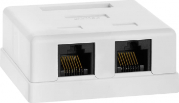 Priza dubla cat5e LanKATT neecranata 2 x RJ45 UTP echipata montaj aparent - pe tencuiala 