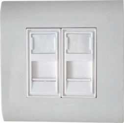 Priza dubla voce/date cat6 LanKATT neecranata 2 x RJ45 - 80x80 UTP modulara echipata montaj ingropat - sub tencuiala 