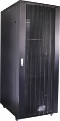 Dulap rack LanKATT 19 24U 600x1000 montare pe podea free standing metalic usi din metal perforat fata/spate negru dezasamblat 