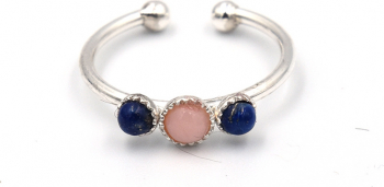 Inel din argint 925 cu opal roz si lapis lazuli 