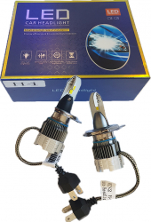 Set 2 becuri LED H4 Lumina ALBA 8000k Ventilatie Automata Fara Erori Model 2020 