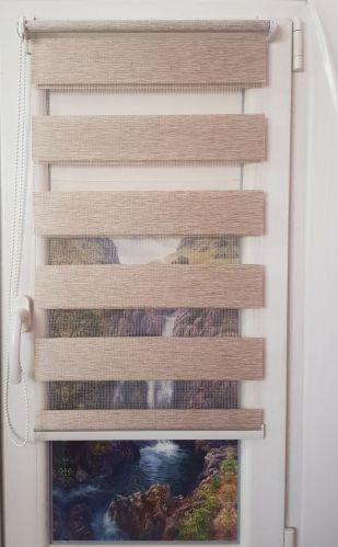Jaluzea tip Rulou textil Rolete Zebra Day and Night Luxury 46x120 cm ZW3 accesorii albe 