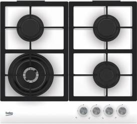 Plita incorporabila Beko HILW64225SW Gaz 4 arzatoare Aprindere WOK Gratar fonta Alb 