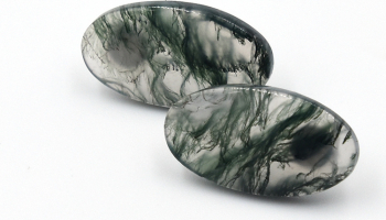 Cercei cu pin si fluturas de argint 925 si agate moss 