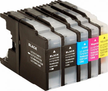 Set 5 cartuse GraphiteK compatibile Brother LC1240XL LC1280 LC1220 2xBlack + Cyan Magenta Yellow 