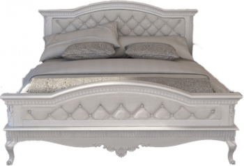 Pat cu tapiterie 1 capat mare Lemn masiv Stefania Vintage Alb 160 x 200 cm 