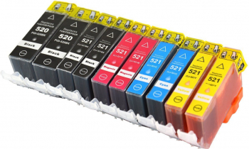 Set 10 cartuse GraphiteK compatibile Canon PGI-520BK CLI521BK CLI521Y CLI 521C CLI521M 