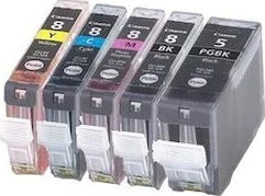 Set 5 cartuse GraphiteK compatibile Canon PGI-5BK/CLI8BK/CLI8Y/CLI8C/CLI8M 