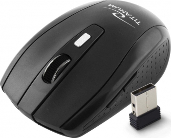 Mouse wireless 2.4 GHz Titanum Snapper 1600 DPI cu 6 butoane receptor nano USB negru TM105K-DC 