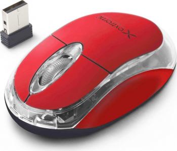Mouse wireless 2.4 GHz Xtreme Harrier 1000 DPI cu 3 butoane receptor nano USB rosu XM105R-DC 