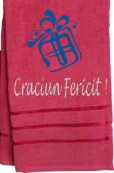 Prosop baie rosu personalizat prin broderie cu imagine Cadou si text 
