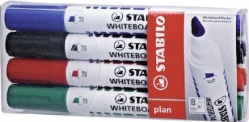 Marker tabla Stabilo Plan 2.5-3.5mm 4 culori/set 