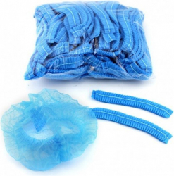 Set 100 bucati Boneta unica folosinta material respirabil iglow polipropilena cu elastic universal albastru