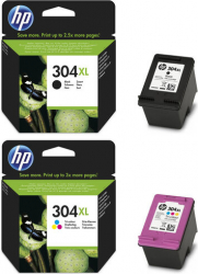 Set 2 cartuse cerneala HP original OEM 304XL negru si tricolor N9K07AE si N9K08AE