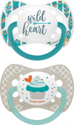 Set 2 suzete - Wild Nature + Cupcake - cu tetina simetrica silicon Canpol babies fara BPA 0-6 luni gri 
