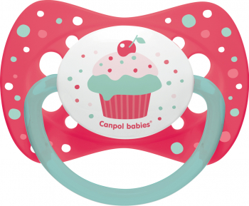 Suzeta - Cupcake - cu tetina simetrica silicon Canpol babies fara BPA 6-18 luni roz 