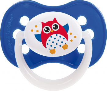Suzeta - Owls - cu inel fosforescent si tetina simetrica silicon Canpol babies fara BPA 0-6 luni albastru 