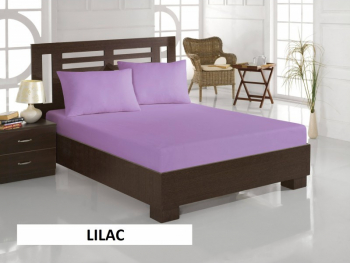 Set 3 piese YUNY Mally Home Bumbac Cearceaf pat dublu cu elastic 160x200 cm si doua fete de perna 50x70cm Lila 