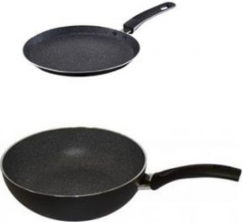 Set tigaie inalta aluminiu Pepita Granit 26 cm + Tigaie de clatite 25 cm Pepita Granit Studio Casa