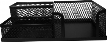 Suport accesorii de birou mesh negru 3 compartimente mari